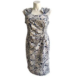 Shelby & Palmer NWT Blue White Floral Lace Overlay Sheath Dress, Women's Size 16